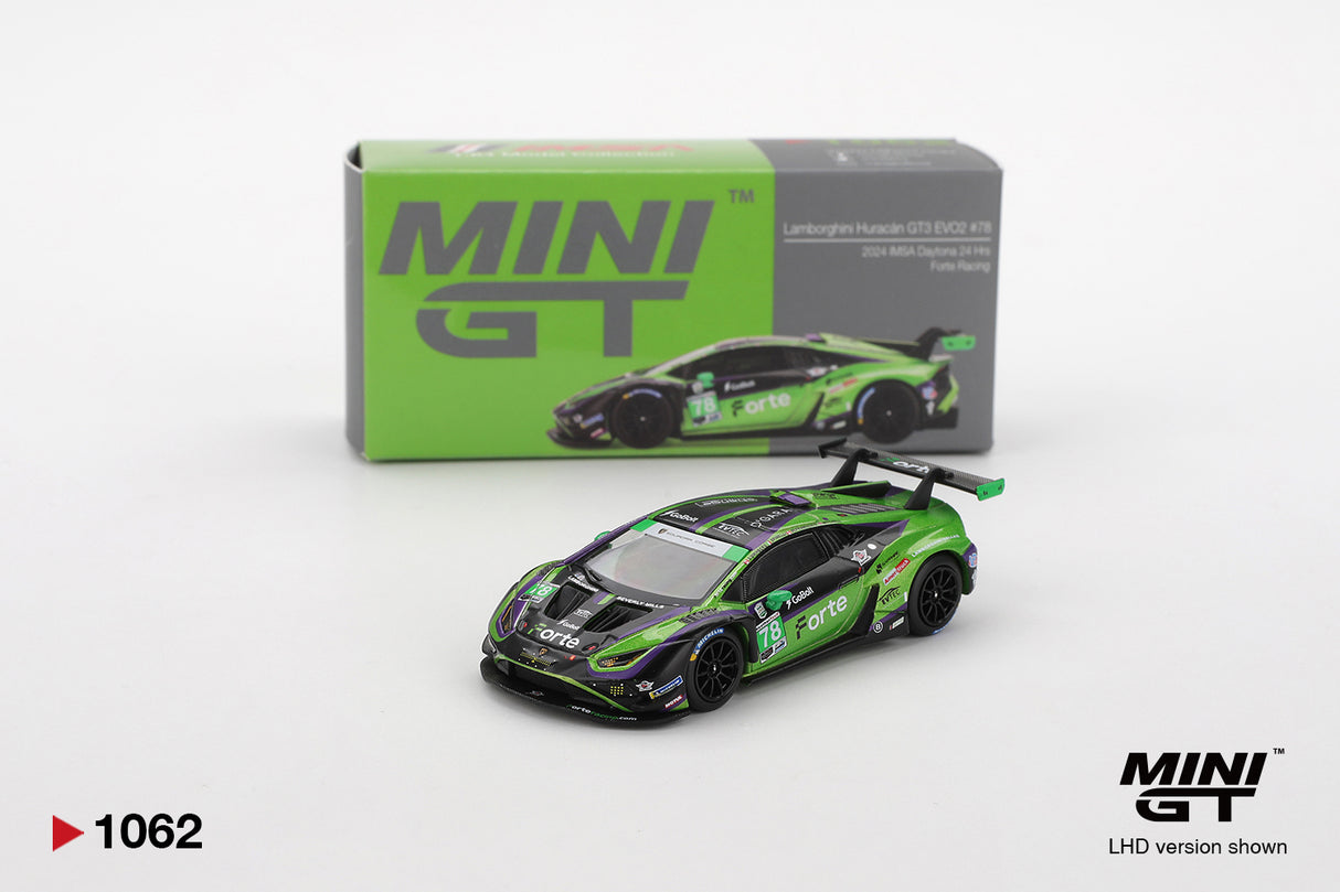 Mini GT Lamborghini Huracán GT3 EVO2 No.78 Forte Racing 2024 LHD 1:64 - MGT01062-L