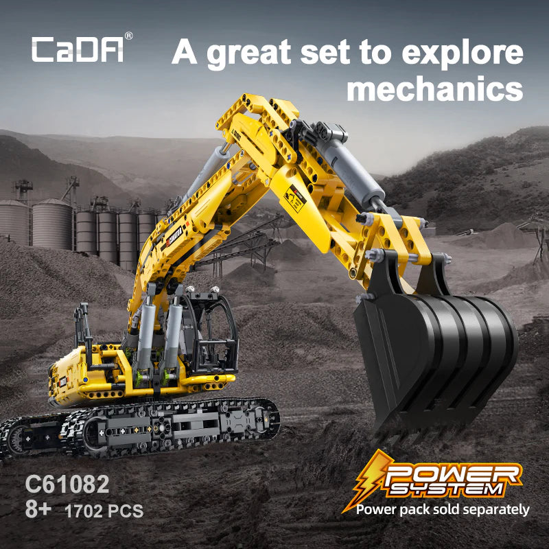 CaDA Excavator - Full Function 1702 Pieces Brick Model Kit C61082W
