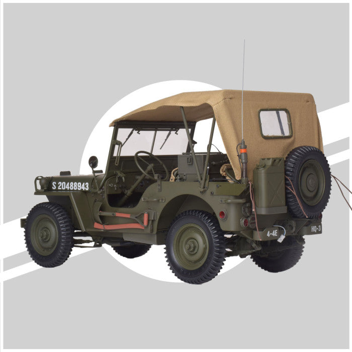 IXO Collections Jeep® Willys + Accessories 1:8 Scale Metal and Plastic Full Kit IXC.JPW.FK