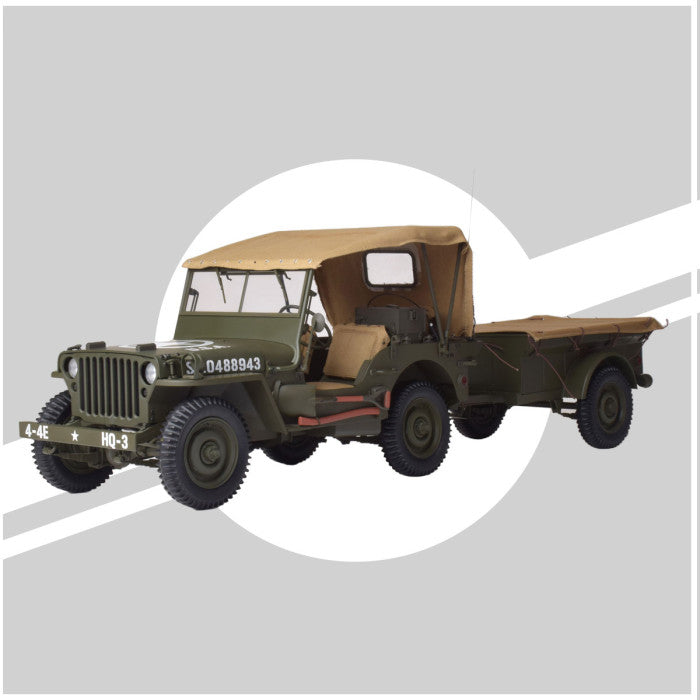 IXO Collections Jeep® Willys + Accessories 1:8 Scale Metal and Plastic Full Kit IXC.JPW.FK