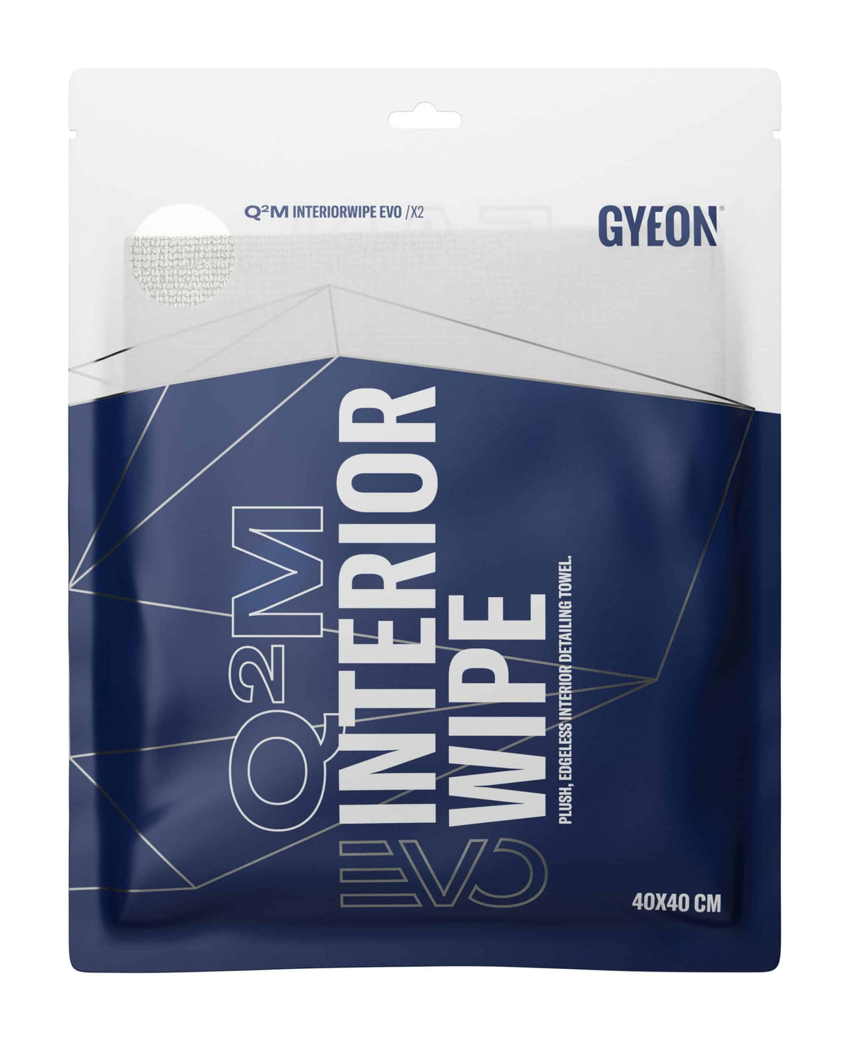 Gyeon Q2M Accessories InteriorWipe EVO Microfibre Cloths. Two per Pack 40 x 40 cm. In Packet Image.