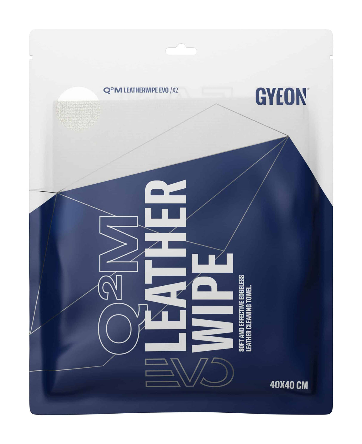 Gyeon Q2M Accessories LeatherWipe EVO Microfibre Cloths 40 x 40 cm Two per Packet. In Packet Image.