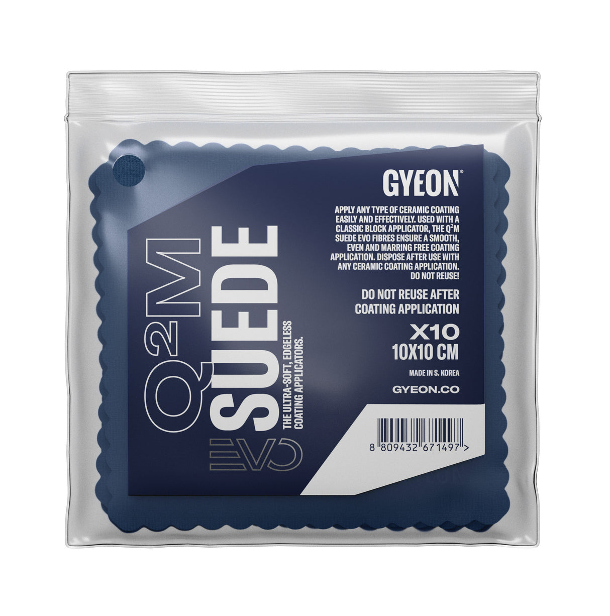 Gyeon Q2M Accessories Suede EVO Microfibre Cloth. Pack of 10, 10 x 10cm in packet