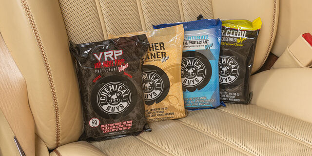 Chemical Guys New Product - Detailing Wipes. 4 types are available from Slick-Shifts for the Interior, Leather & Plastics.