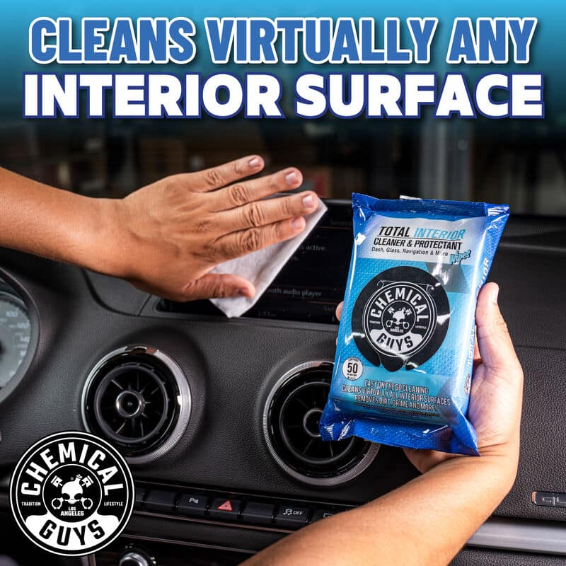 Chemical Guys Total Interior Cleaner & Protectant Car Cleaning Wipes - 50 Wipes