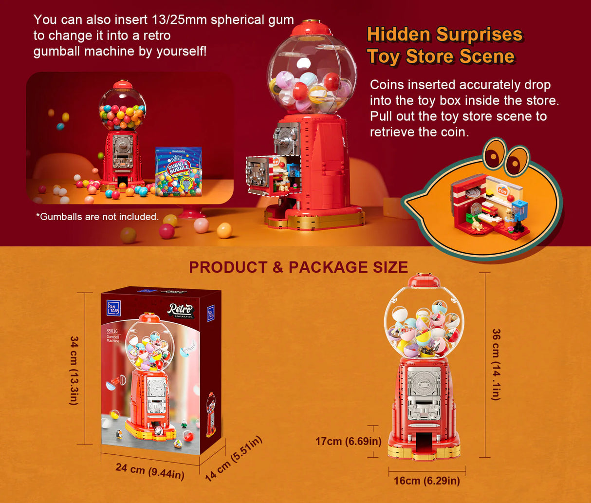 Pantasy Retro Gumball Machine 936 pcs Brick Model Kit 85016