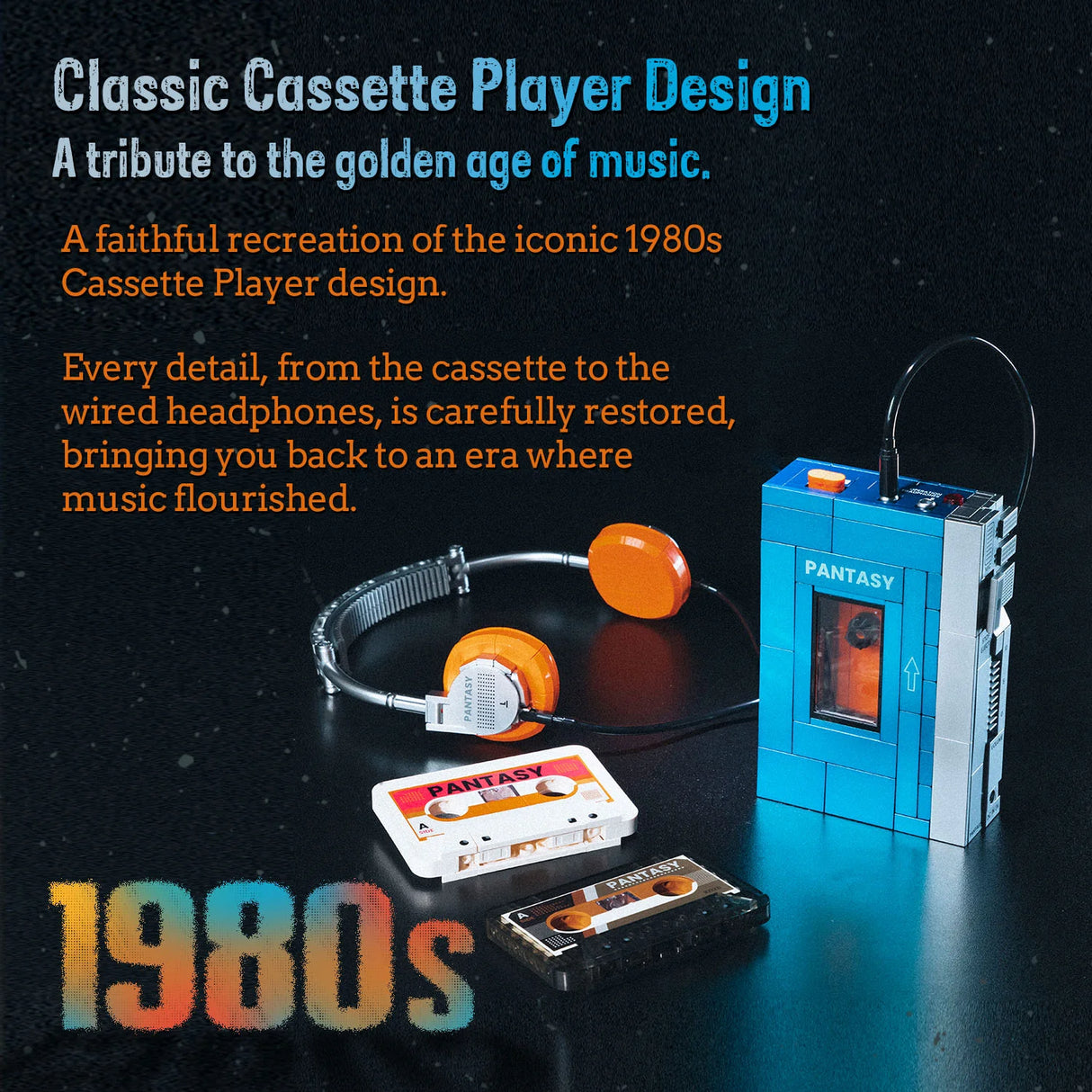 Pantasy Retro Tape Cassette Player 569 pcs Brick Model Kit 85039