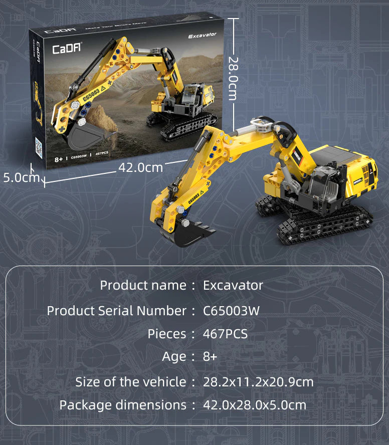 CaDA Excavator 467 Pieces Brick Model Kit C65003W