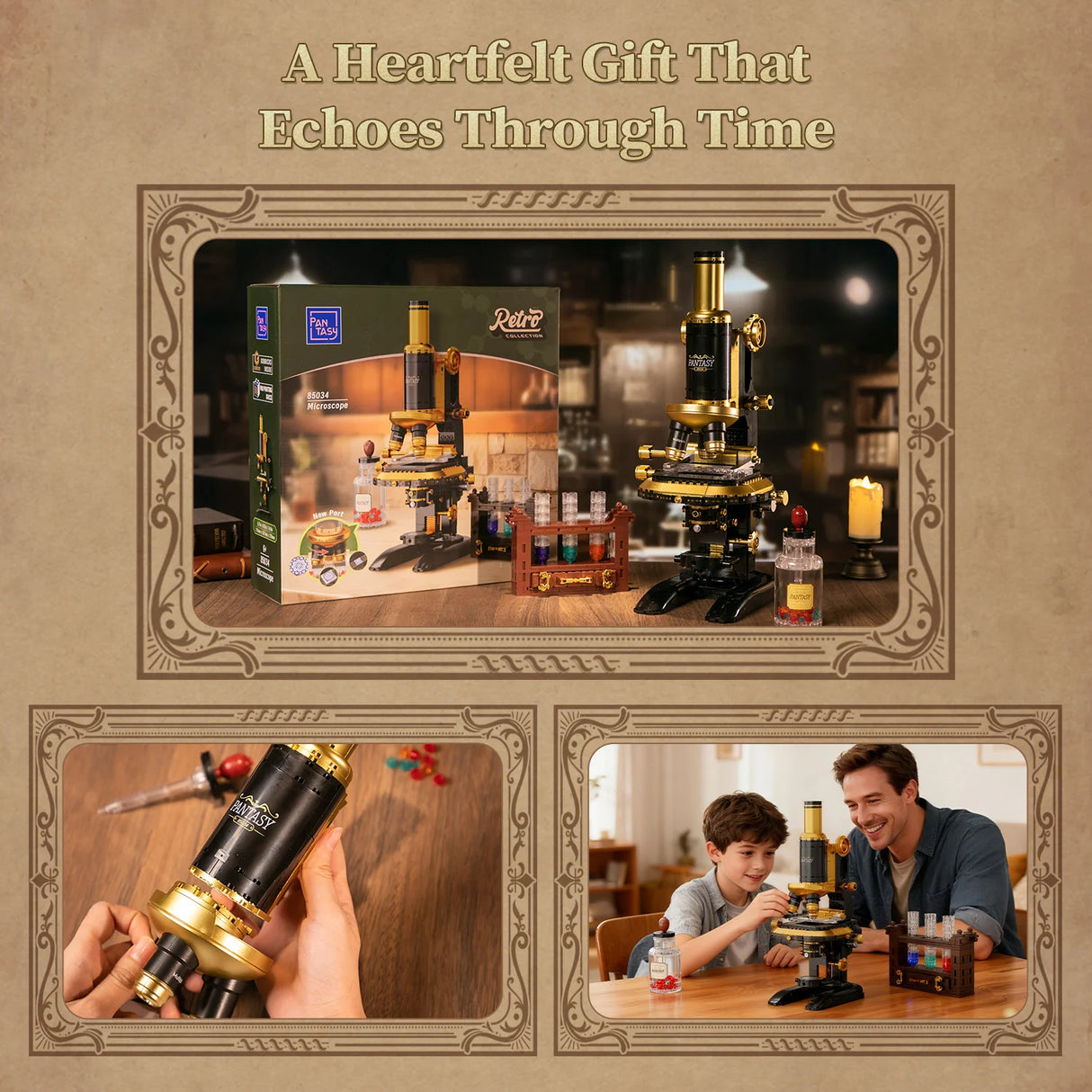 Pantasy Retro Microscope with Accessories Set 1107 pcs Brick Model Kit 85034