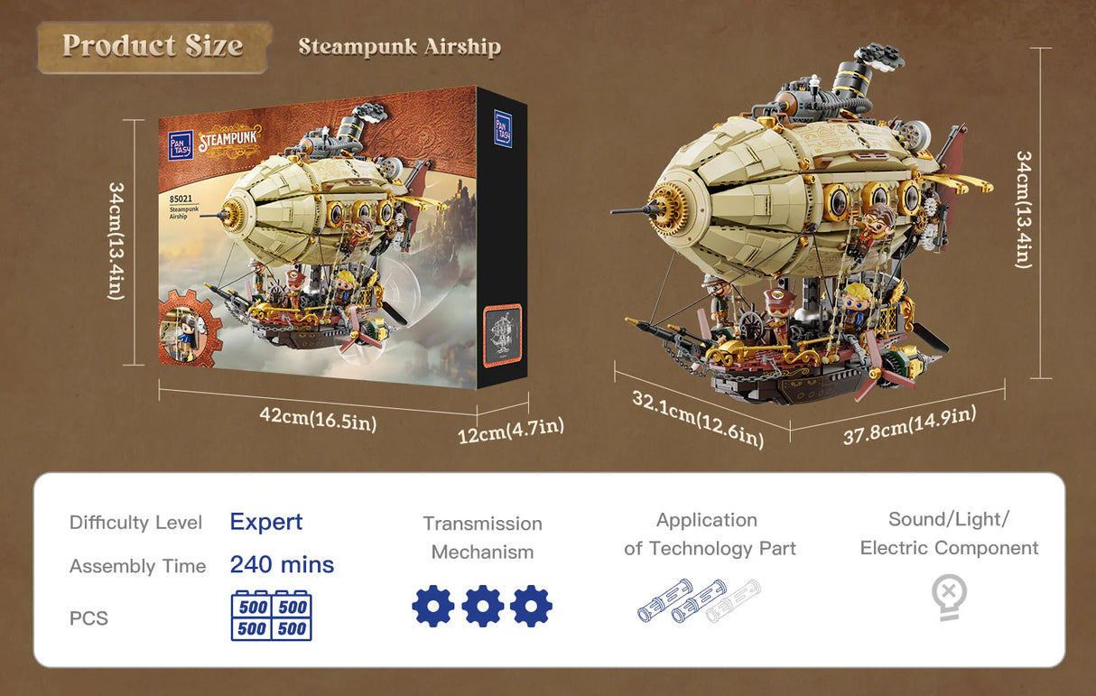 Pantasy Steampunk Airship 1949 pcs Brick Model Kit 85021