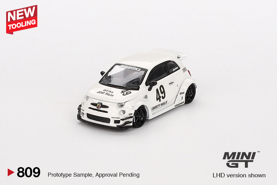 Mini GT Abarth 595 Gara LB-Works X ABAS Works White LHD 1:64 - MGT00809-L