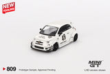 Mini GT Abarth 595 Gara LB-Works X ABAS Works White LHD 1:64 - MGT00809-L