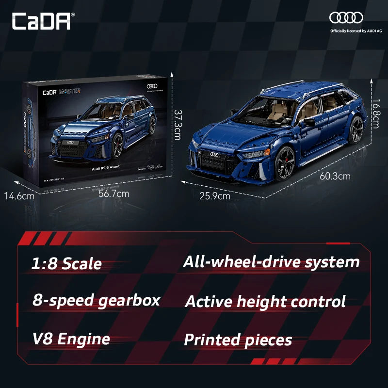 CaDA Master Audi RS6 Avant C8 (2019) 1:8 4663 Pieces Brick Model Kit C61515W
