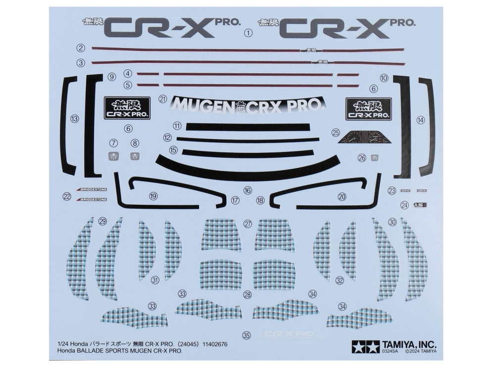 Tamiya Honda Ballade Sports (Civic) Mugen CR-X PRO 1/24 Model Kit - Item #24045