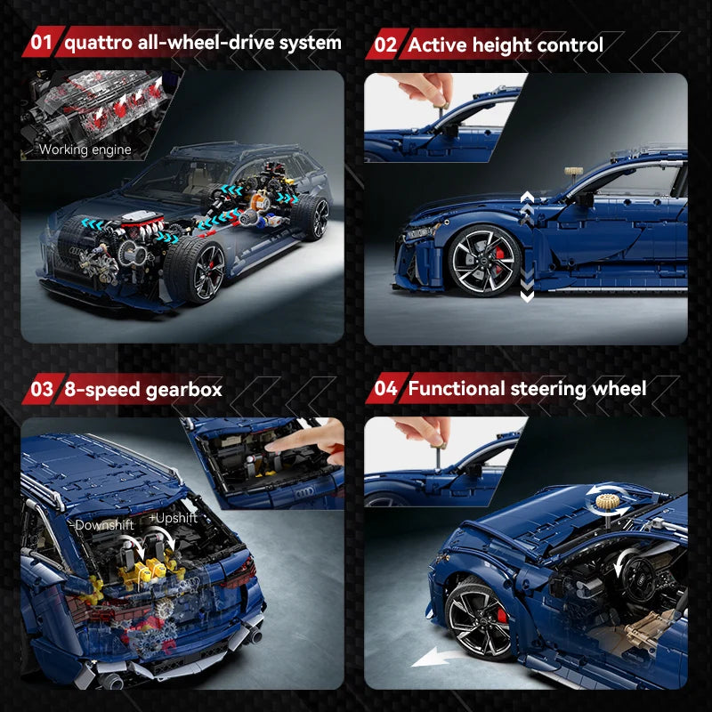 CaDA Master Audi RS6 Avant C8 (2019) 1:8 4663 Pieces Brick Model Kit C61515W