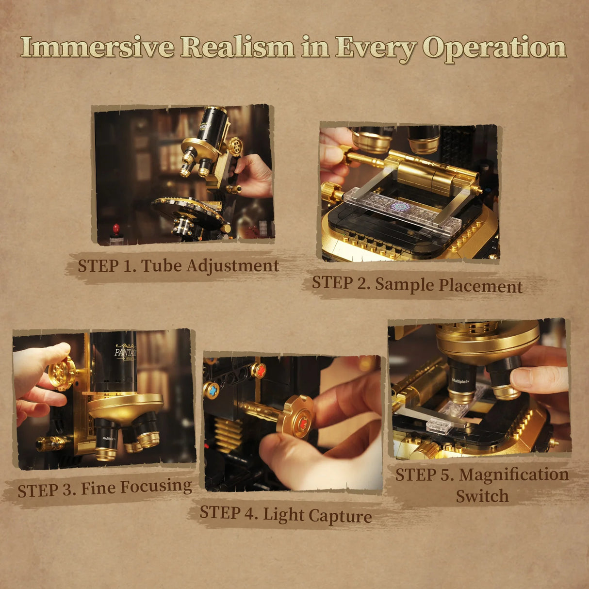 Pantasy Retro Microscope with Accessories Set 1107 pcs Brick Model Kit 85034