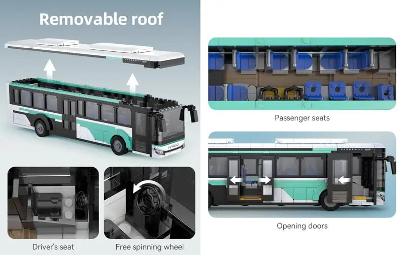 CaDA Iveco Crossway Bus 1:43 832 Pieces Brick Model Kit C59007W