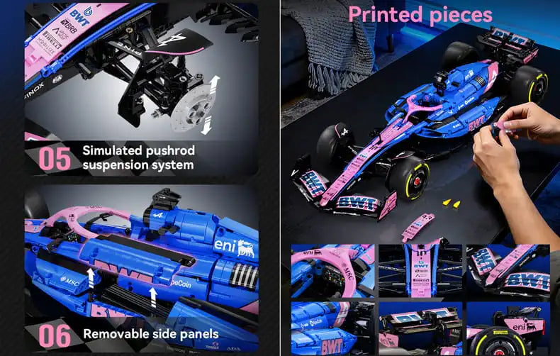 CaDA BWT Alpine F1 Team A525 1:8 2173 Pieces Brick Model Kit C64012W