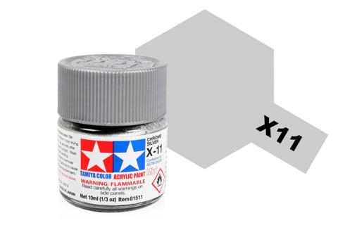 Tamiya Acrylic Mini X-11 Chrome Silver Paint 10ml - Item #81511