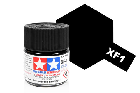 Tamiya Acrylic Mini XF-1 Flat Black Paint 10ml - Item #81701