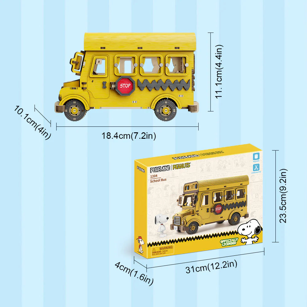 Puremind Peanuts™ Snoopy Yellow School Bus Wooden Kit 1204