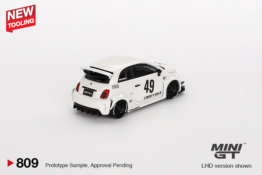 Mini GT Abarth 595 Gara LB-Works X ABAS Works White LHD 1:64 - MGT00809-L
