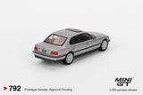 Mini GT BMW 750iL Aspen Silver Metallic RHD 1:64 - MGT00792-R
