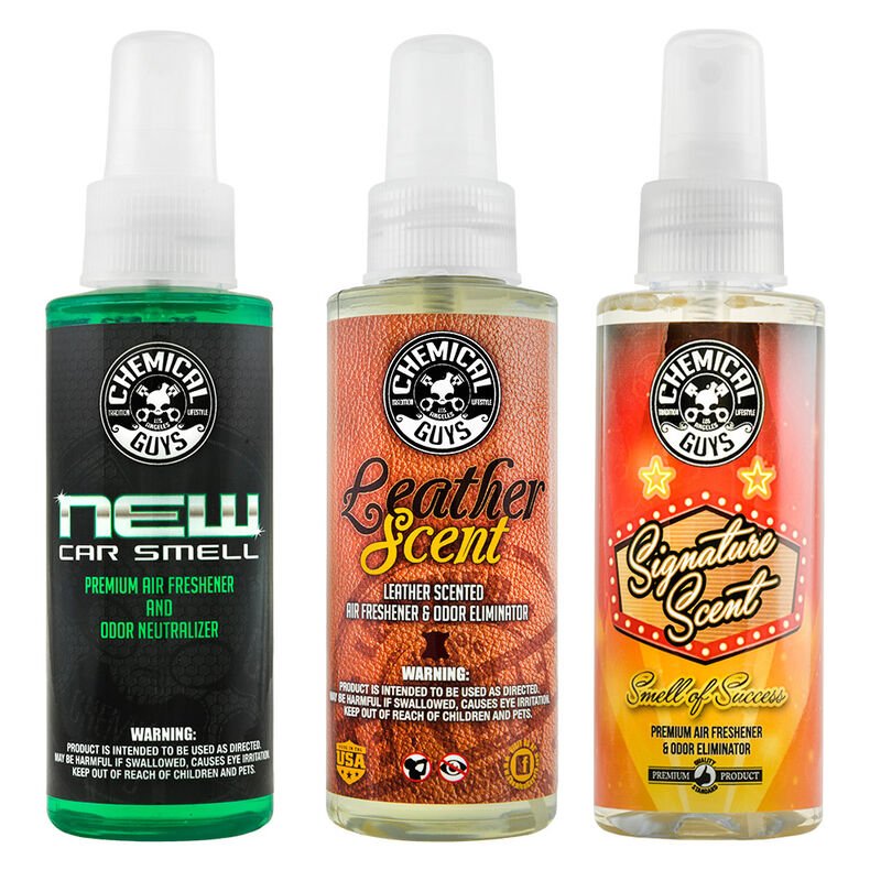 Chemical Guys Air Freshener Triple Pack New Car, Signature Scent + Leather Scent