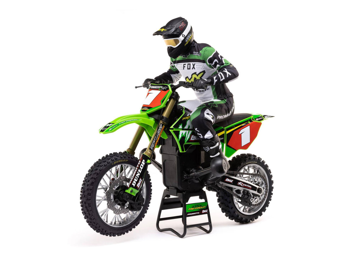 This is the New Losi Promoto-MX Radio Control Motorbike that actually works like a Motorbike should in real life. Now available on Pre-Order at Slick-Shifts.