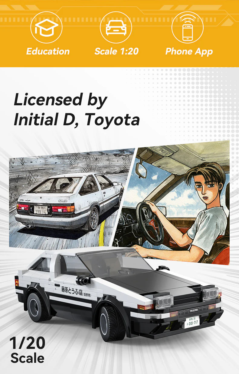 CaDA Initial D 1:20 AE86 Trueno 325 Pieces Brick Model Kit C51086W