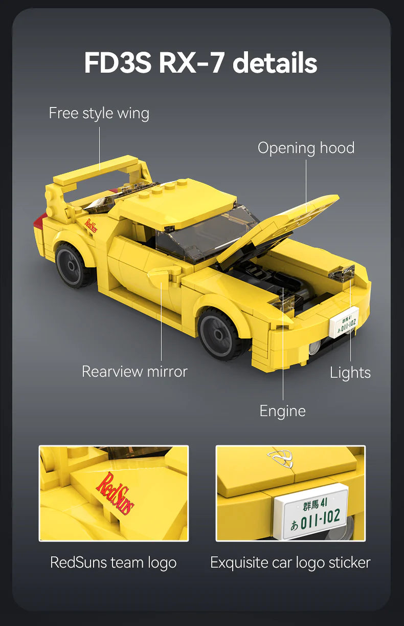 CaDA Initial D Mazda RX-7 FD3S Car 1:24 278 Pieces Brick Model Kit C55013W