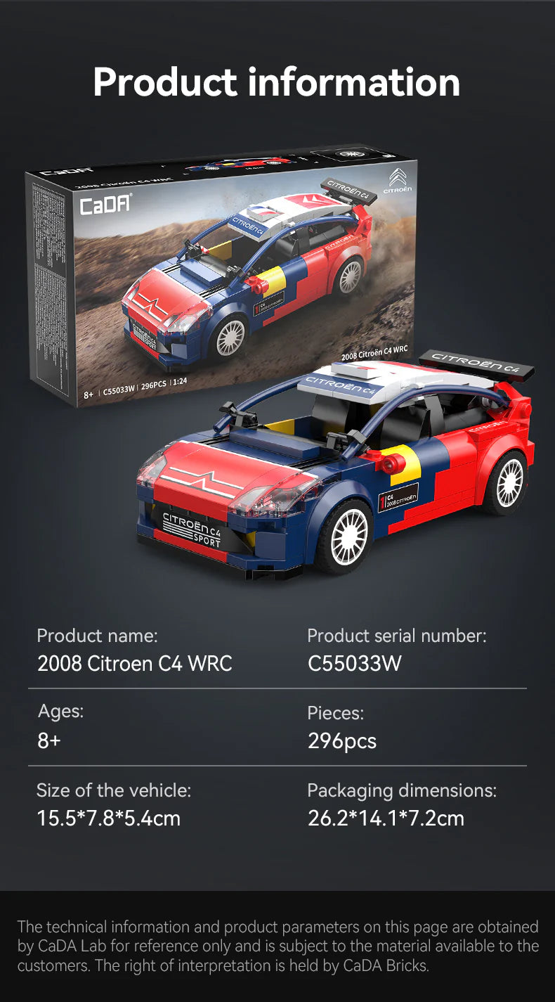 CaDA Citroen C4 WRC 1:24 296 Pieces Brick Model Kit C55033W