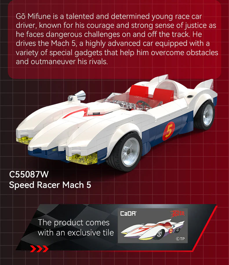 CaDA Speed Racer Mach 5 Car 1:24 294 Pieces Brick Model Kit C55087W