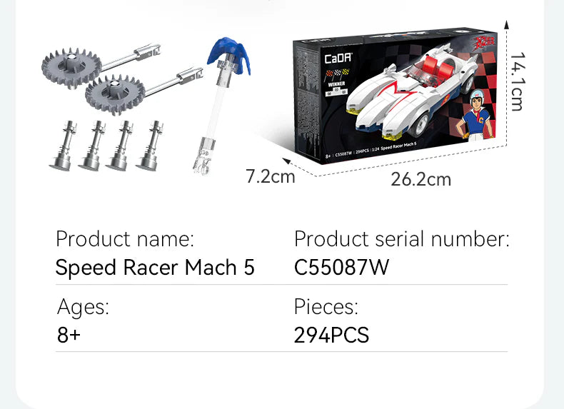 CaDA Speed Racer Mach 5 Car 1:24 294 Pieces Brick Model Kit C55087W