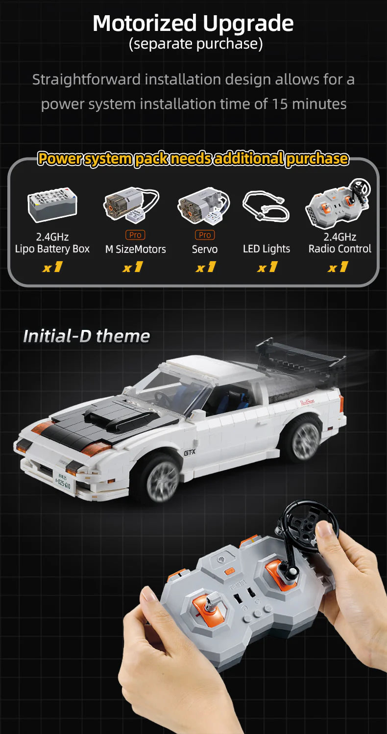 CaDA Ryosuke Initial D Mazda RX-7 1:12 FC3S 1552 Pieces Brick Model Kit C61022W