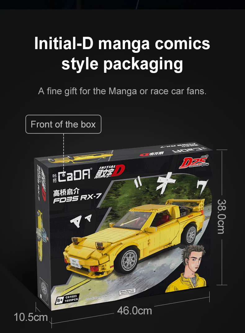 CaDA Keisuke Initial D Mazda RX-7 1:12 FD3S 1655 Pieces Brick Model Kit C61023W