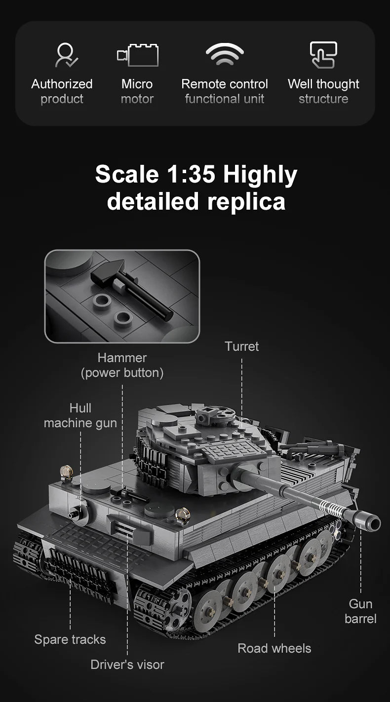 CaDA Tiger Tank 925 Pieces Brick Model Kit C61071W