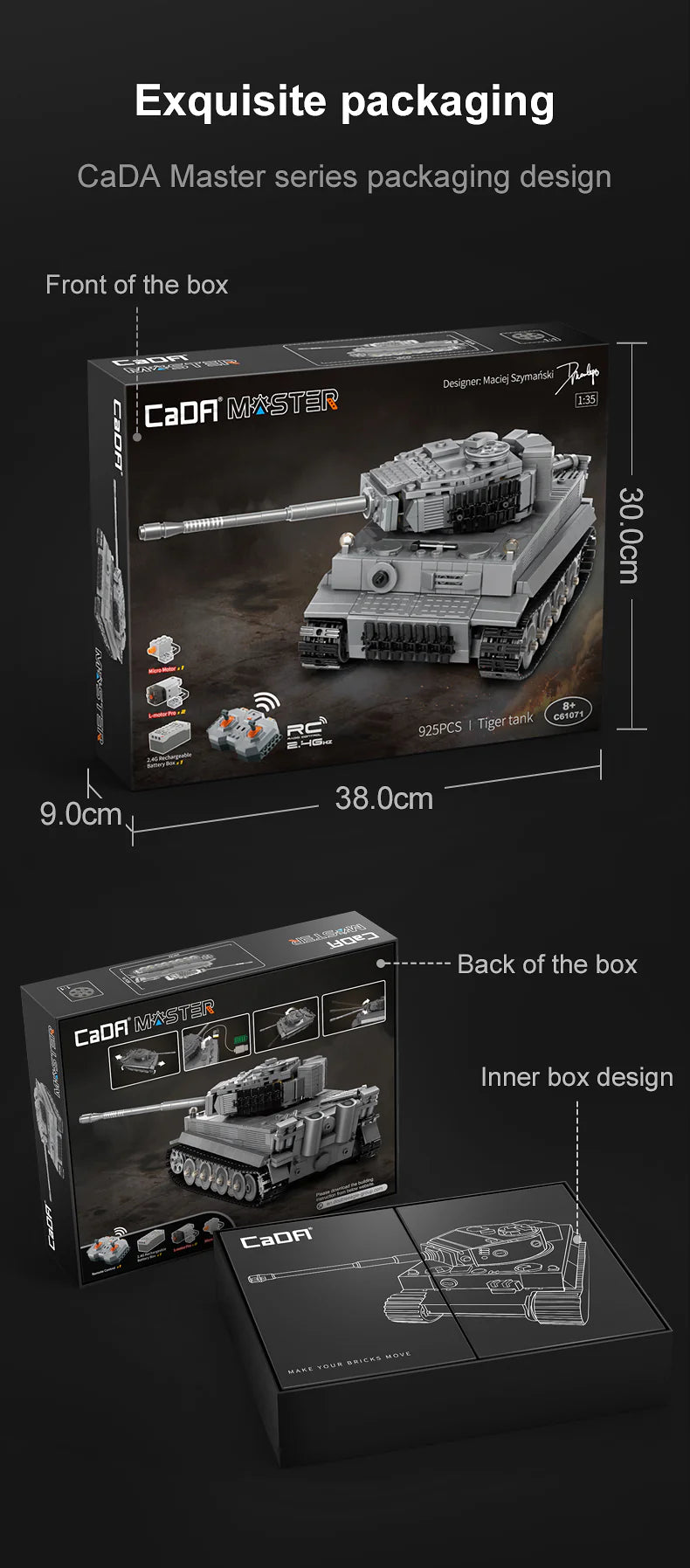 CaDA Tiger Tank 925 Pieces Brick Model Kit C61071W