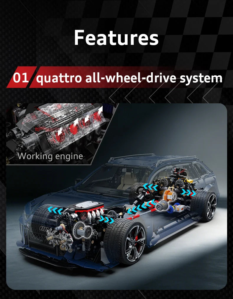 CaDA Master Audi RS6 Avant C8 (2019) 1:8 4663 Pieces Brick Model Kit C61515W
