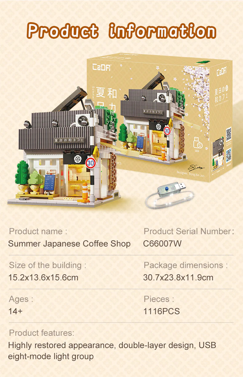 CaDA Japanese Summer Coffee House 1116 pcs Brick Model Kit C66007W