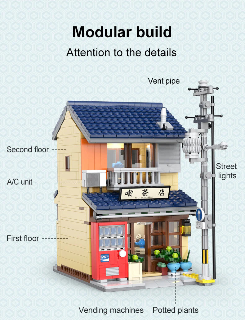 CaDA Japanese Kissaten Tea Shop 1200 pcs Brick Model Kit C66010W