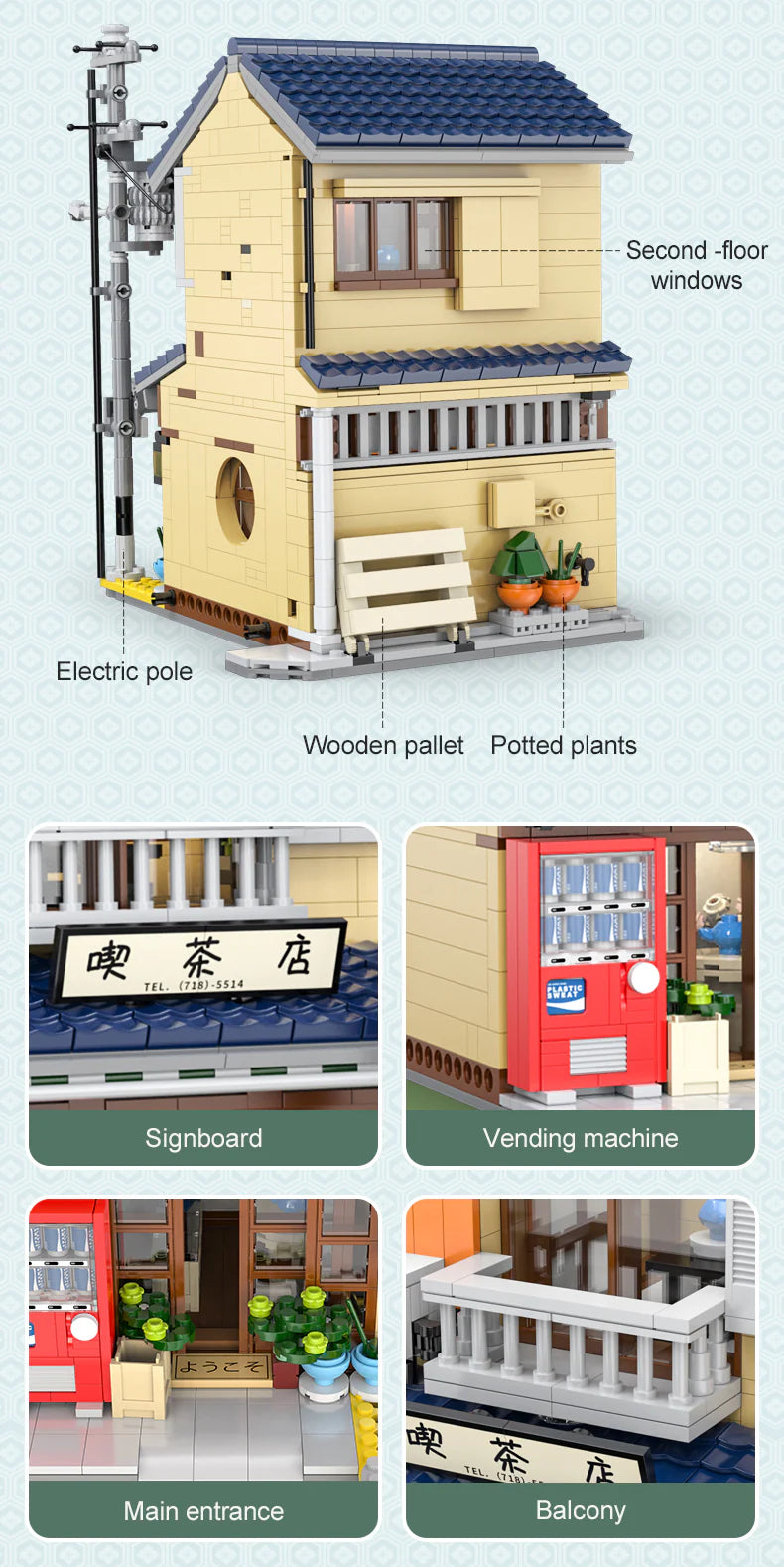CaDA Japanese Kissaten Tea Shop 1200 pcs Brick Model Kit C66010W