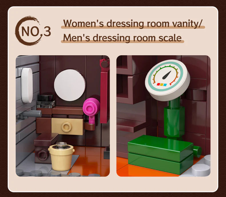 CaDA Japanese Sento Bathhouse 1249 pcs Brick Model Kit C66012W