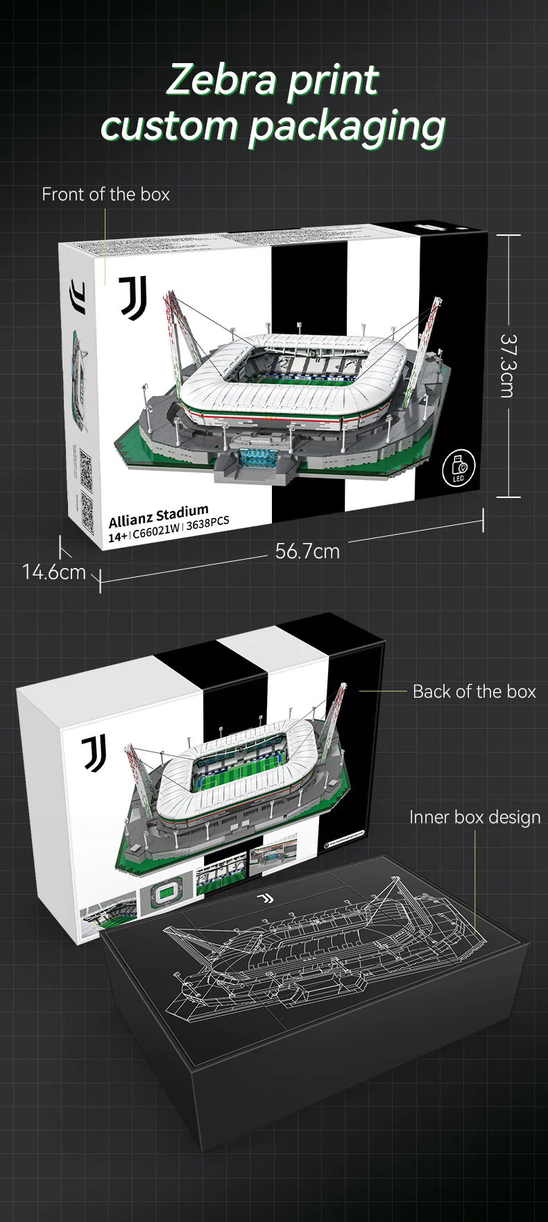 CaDA Juventus Allianz Stadium - Official License - 3638 Pieces Brick Model Kit C66021W