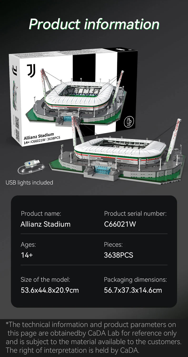 CaDA Juventus Allianz Stadium - Official License - 3638 Pieces Brick Model Kit C66021W