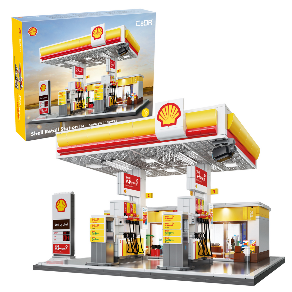 Cada Shell Models CaDA Shell Retail Station 1309 Pieces Brick Model Kit C66026W – Slick ...