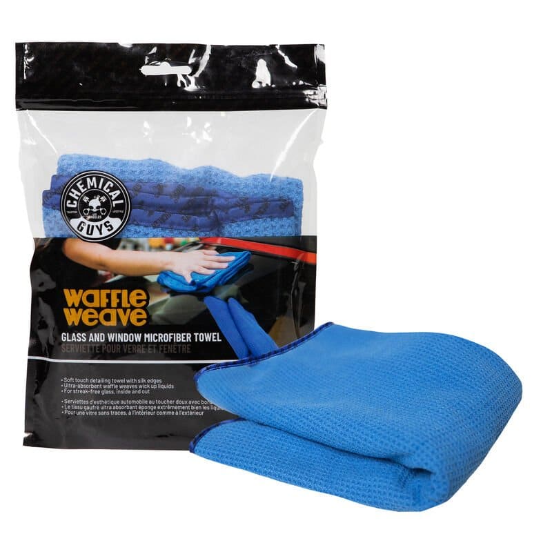 Chemical Guys Waffle Weave Glass and Window Microfibre Towel - Blue