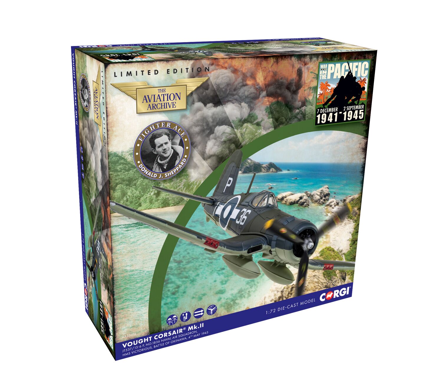 Corgi Vought Corsair MkII, JT537 - 1836 Naval Air Squadron - Sub Lt Donald J Sheppard AA33016