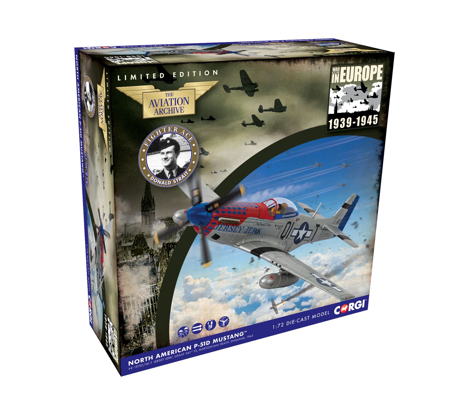 Corgi North American P-51D Mustang 'Jersey Jerk' - USAAF 9th Air Force - Major Donald Strait AA27708