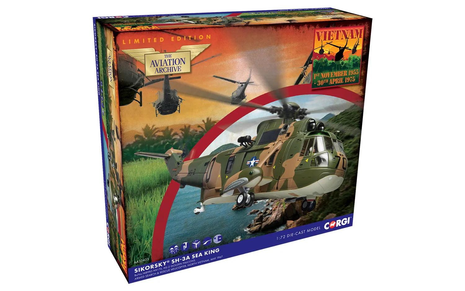 Corgi Sikorsky SH-3A Sea King - HS-2 Golden Falcons - USS Hornet AA33423